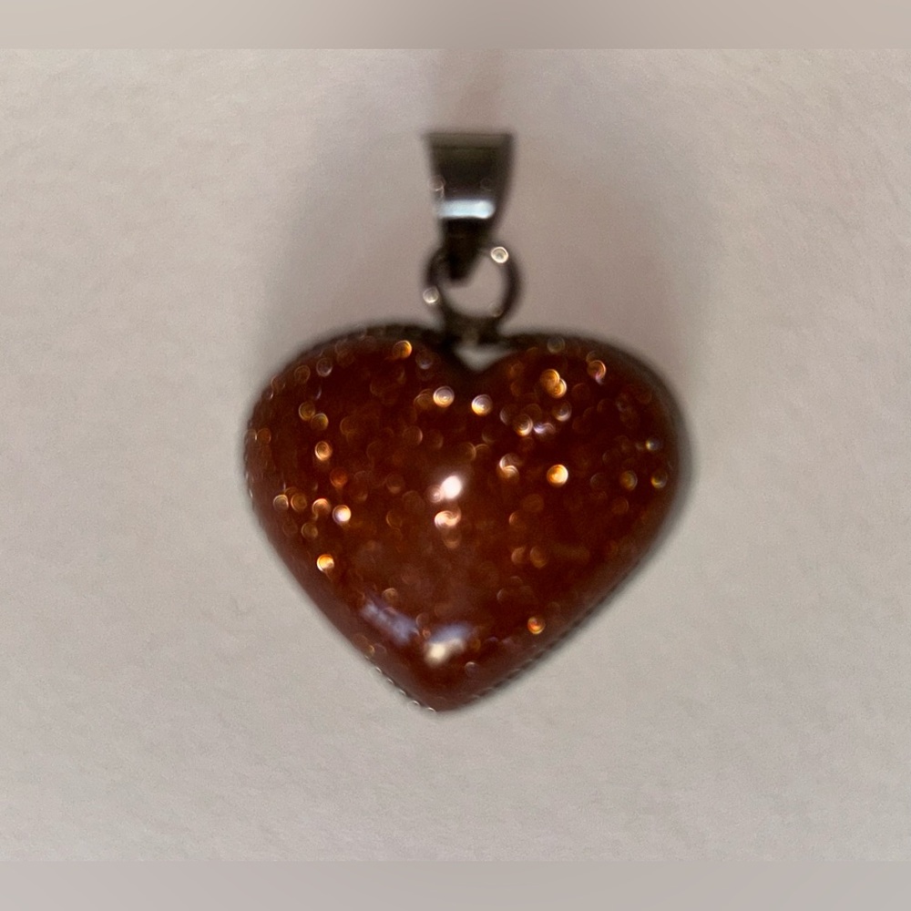 Heart Shaped goldstone sparkle pendant